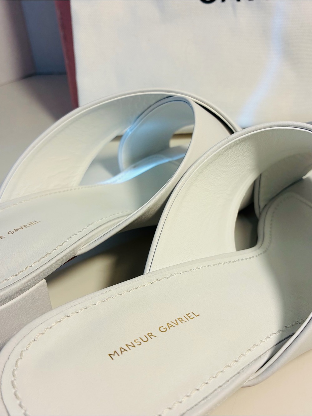 Mansur Gavriel Women’s Crossover White High Sandals W/Bag Size 40 - Picture 9 of 11